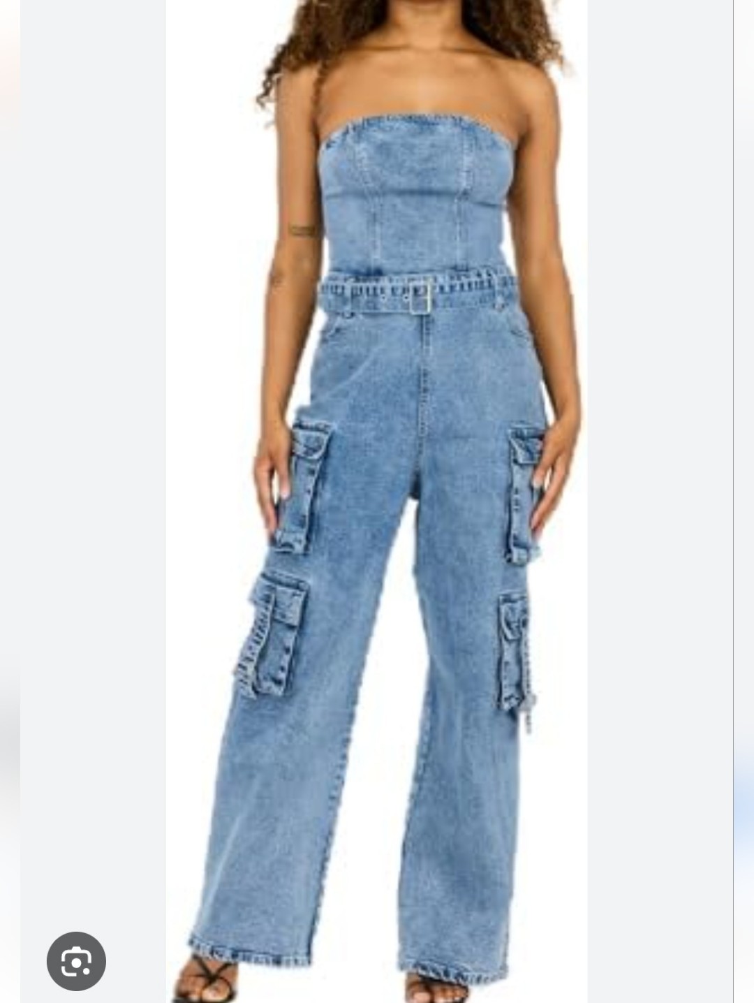 Riley & Jamesdenim Cargo Wide-Leg Jeans - Light Blue